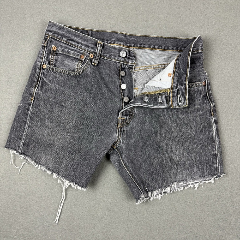 Levi's 501 Original Shorts Button Fly Size 31 Dark Gray Cut Off